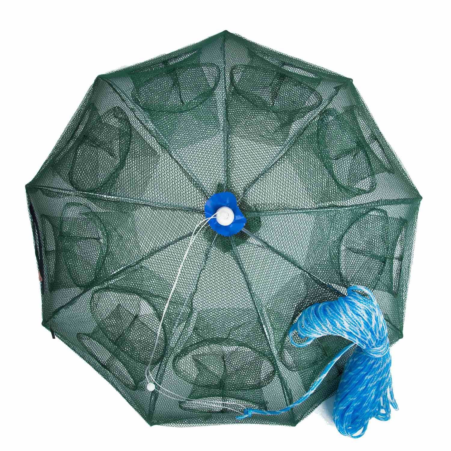 Proberos 16 Holes Folded Fishing Net with Buoy Ring 6m Rope, Fishing Trap for Catching Crab Shrimp Lobster Crayfish Crab Mesh Trap Fishing Net for River Creek Proberos 16 Holes Folded Fishing Net with Buoy Ring 6m Rope, Fishing Trap for Catching Crab Shrimp Lobster Crayfish Crab Mesh Trap Fishing Net for River Creek